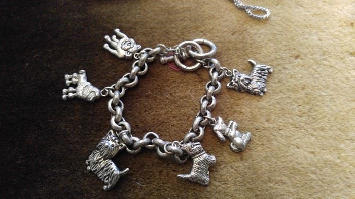 Sterling silver charm bracelet dogs