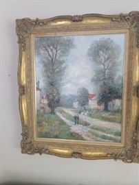 Original oil on canvas, by listed artist, John Clymer, in gold wooden frame. 