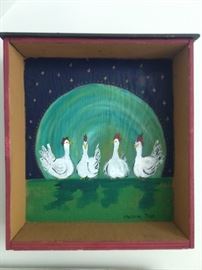 Original oil on canvas, "Blue Moon Hen Party" by Christine Tyler. 