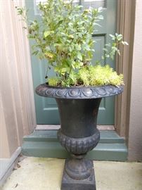 Single cast iron planter is lonely, but well adjusted and plays well with others.                                                              Yearns for a new home with picket fence, 2.5 children, neutered/spayed house pets and Mercedes woodie wagon.