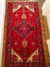 Vintage hand woven Persian Viss rug, 100% wool face, measures 3' 4" x 6' 6".