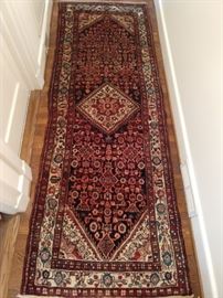 Vintage hand woven Persian Lilihan Sarouk runner, 100% wool face, measures 3' 5" x 9' 5".