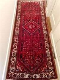 Vintage hand woven Persian Lilihan Sarouk runner, 100% wool face, measures 4' x 10' 1".