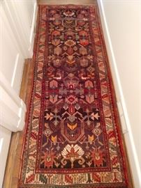 Vintage hand woven Persian Lilihan Sarouk runner, 100% wool face, measures 3' 9" x 10'.