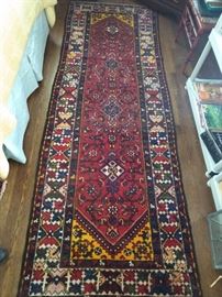 Vintage, hand woven Persian Lilihan Sarouk runner, 100% wool face, measures 3' 5" x 9' 7".