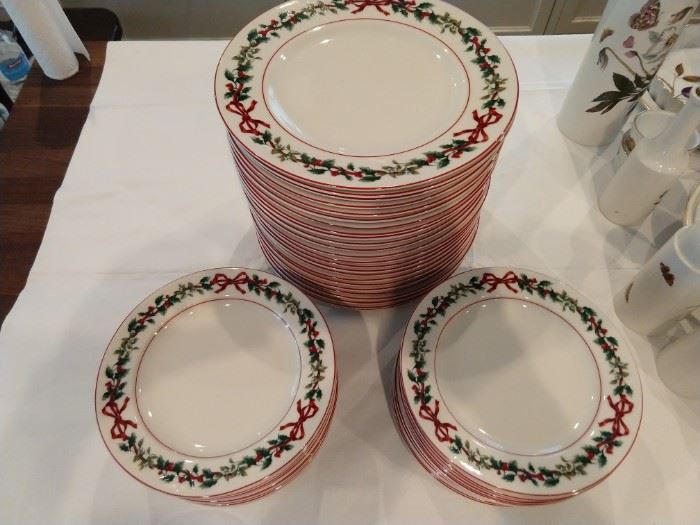 48-piece set of 222 Fifth "Holiday Garland" china. 