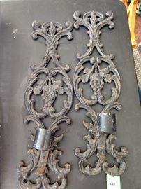 Pair of vintage cast iron wall sconces.