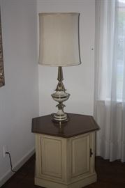 TABLE LAMP AND FRENCH PROVENCIAL TABLE