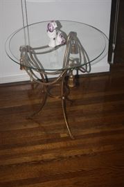 FRENCH IRON TABLE WITH GLASS TOP