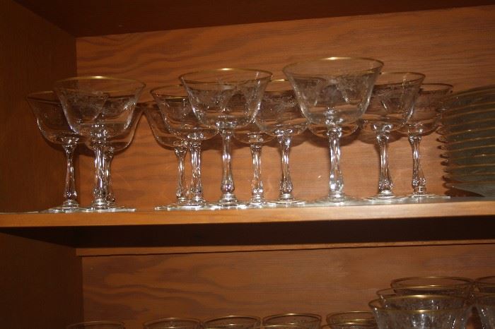 FOSTORIA GOLDEN LACE CHAMPAINE GLASSES