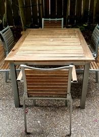 aluminum and teak patio set for 6