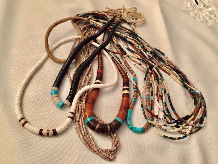 Southwest, Turquoise and Heishi beaded necklaces
