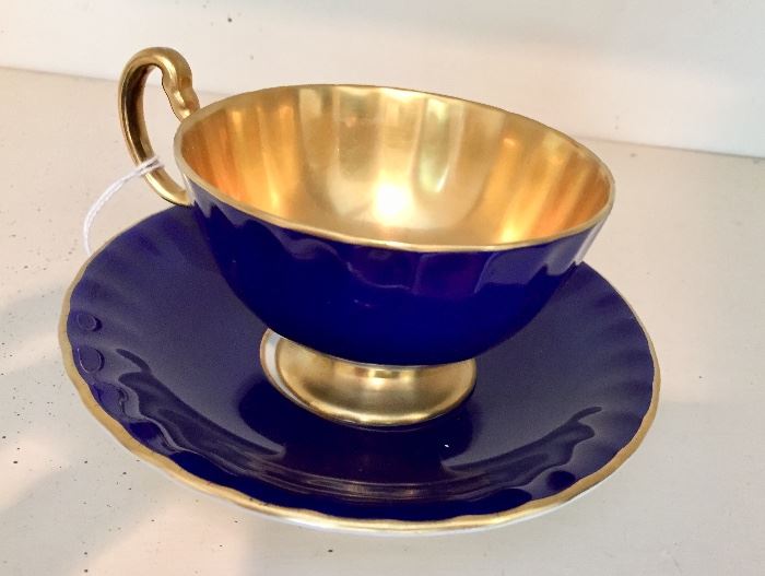 Cobalt blue Aynsley cup and saucer