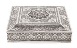 Lot 7 A Persian silver table box  
20th century