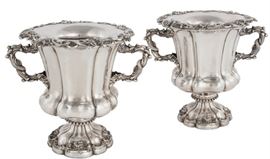 Lot 25 A pair of Victorian silverplate wine coolers  
Apparently unmarked, late 19th century 