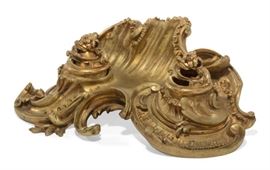 A French gilt bronze desk stand 
late 19th century 