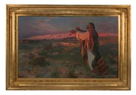 Lot 71 Viggo Christian Pederson 
(Danish, 1854-1926) 
Isak ser Rebekka komme 
oil on canvas 
signed lower left, inscribed N.916  
35 x 56in (89 x 142.3cm) 