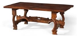 Lot 113 A Spanish Baroque style walnut and oak refectory table 
incorporating antique and later elements 