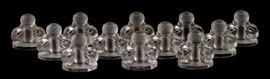 Lot 121 A set of twelve R. Lalique frosted glass menu card holders: Deux Figurines 
designed 1925 
Incised R. Lalique France No 3500.  