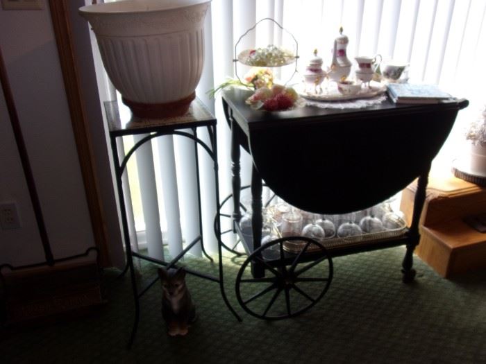 Antique drop-leaf tea cart.