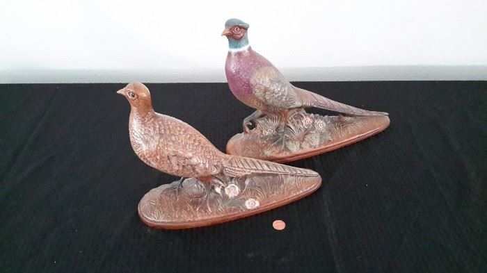 Holland Mold ceramic pheasant figurines in excellent condition!