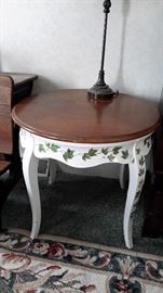 Painted wood table, 24" round.