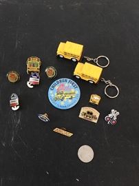 Bus driver pins, key rings and button!