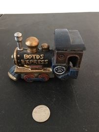 Boyd's Express cast iron train engine.