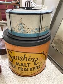 Antique tin and cake carrier