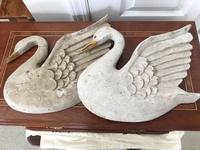 Vintage wood swans