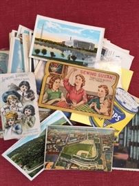 Antique and vintage postcards and assorted ephemera