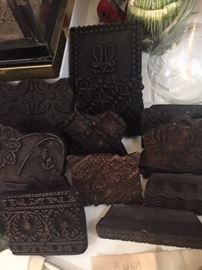 Antique wood printing blocks