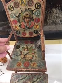 "The Alphabet Chair" antique doll chair (early 1900's)