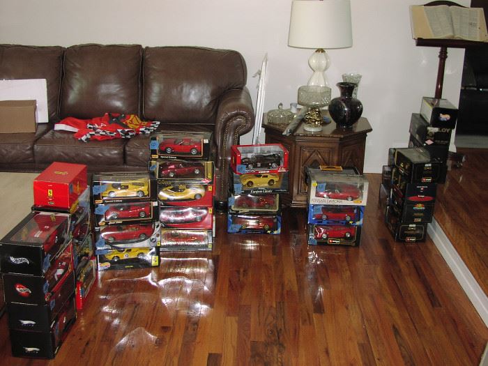 over 150 total pieces, new in boxes, assorted scales, Ferrari die-cast collectibles