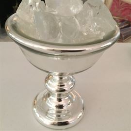 Mercury glass centerpiece with glass ice