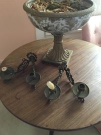 Large urn and pair of sconces.
