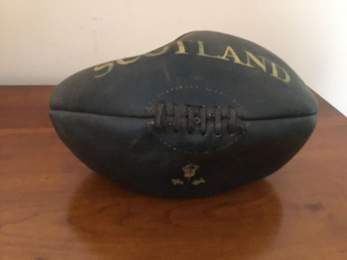 Antique Scottish leather rugby ball.