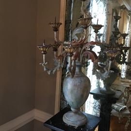 One of a pair of massive candelabra.