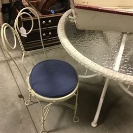 Ice cream chair and wicker style table.