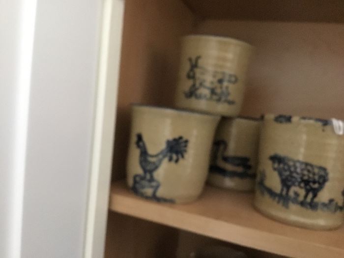 Stoneware barnyard cups.