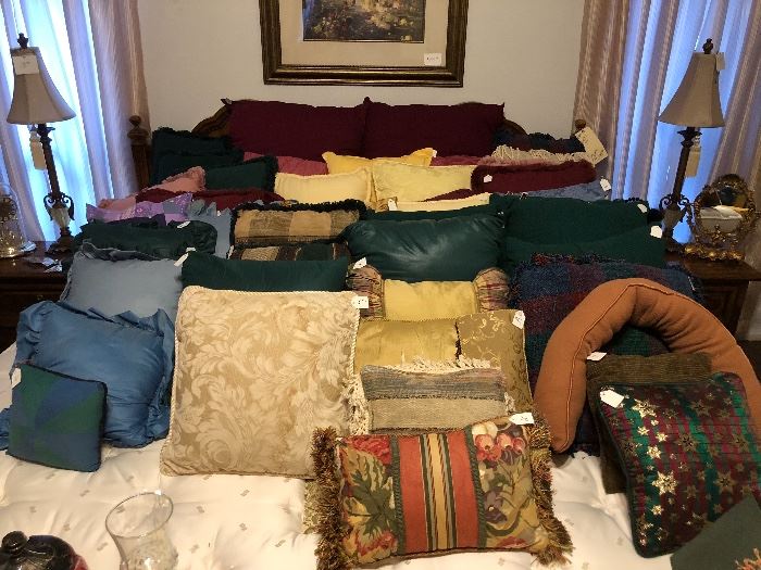 Assorted throw pillows