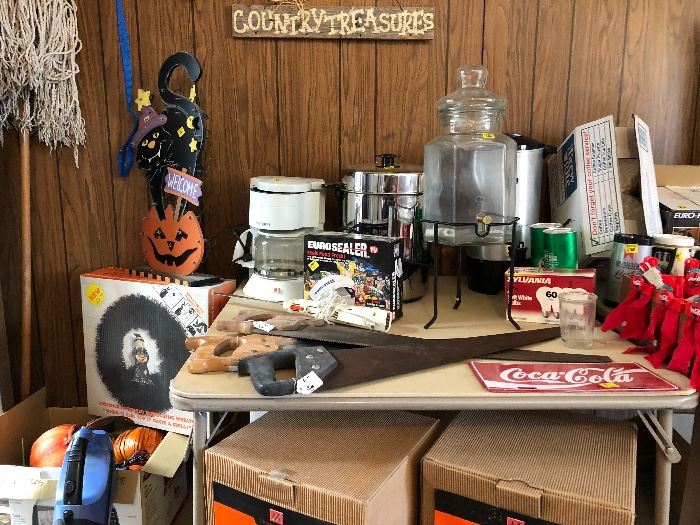 Halloween items, Coke collectibles, new coffee urns