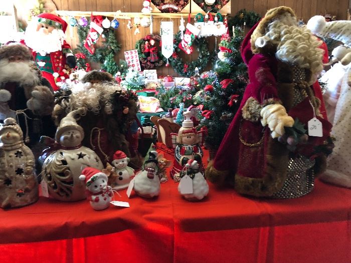 Santas, snowmen, Christmas items