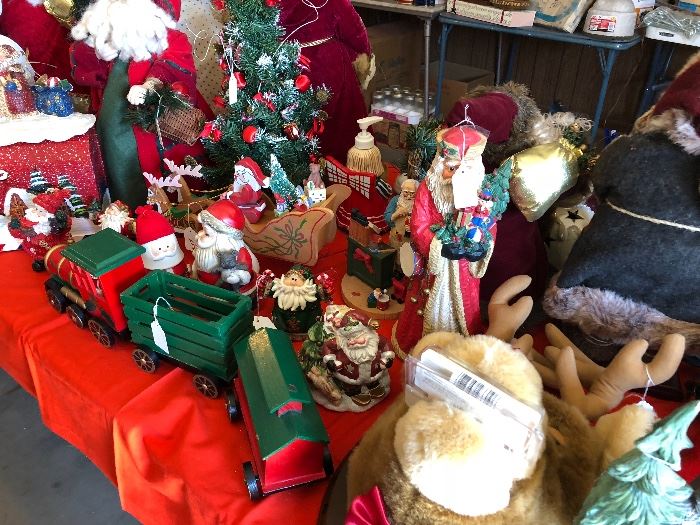 Lots of Christmas trains, elves, Santas