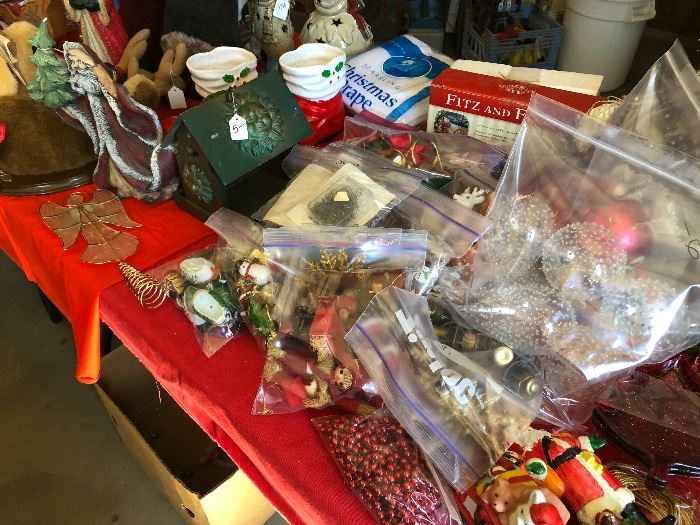 Glass ornaments, tree top ornaments, Santa boots