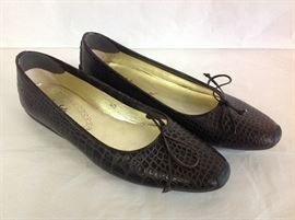 London Sole made in Spain Gaby coconut brown croc pattern leather flats