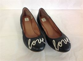 Ellen Degeneres Love leather ballet flats 