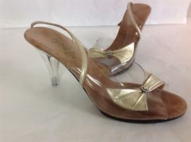 Onex sz 9 Gold clear heels $40