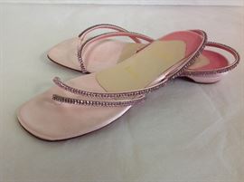 Christian Louboutin Vero Cuoio real Italian leather sz 40 Pink Strappy Flats 