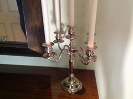 Pair of silver candlelabra 